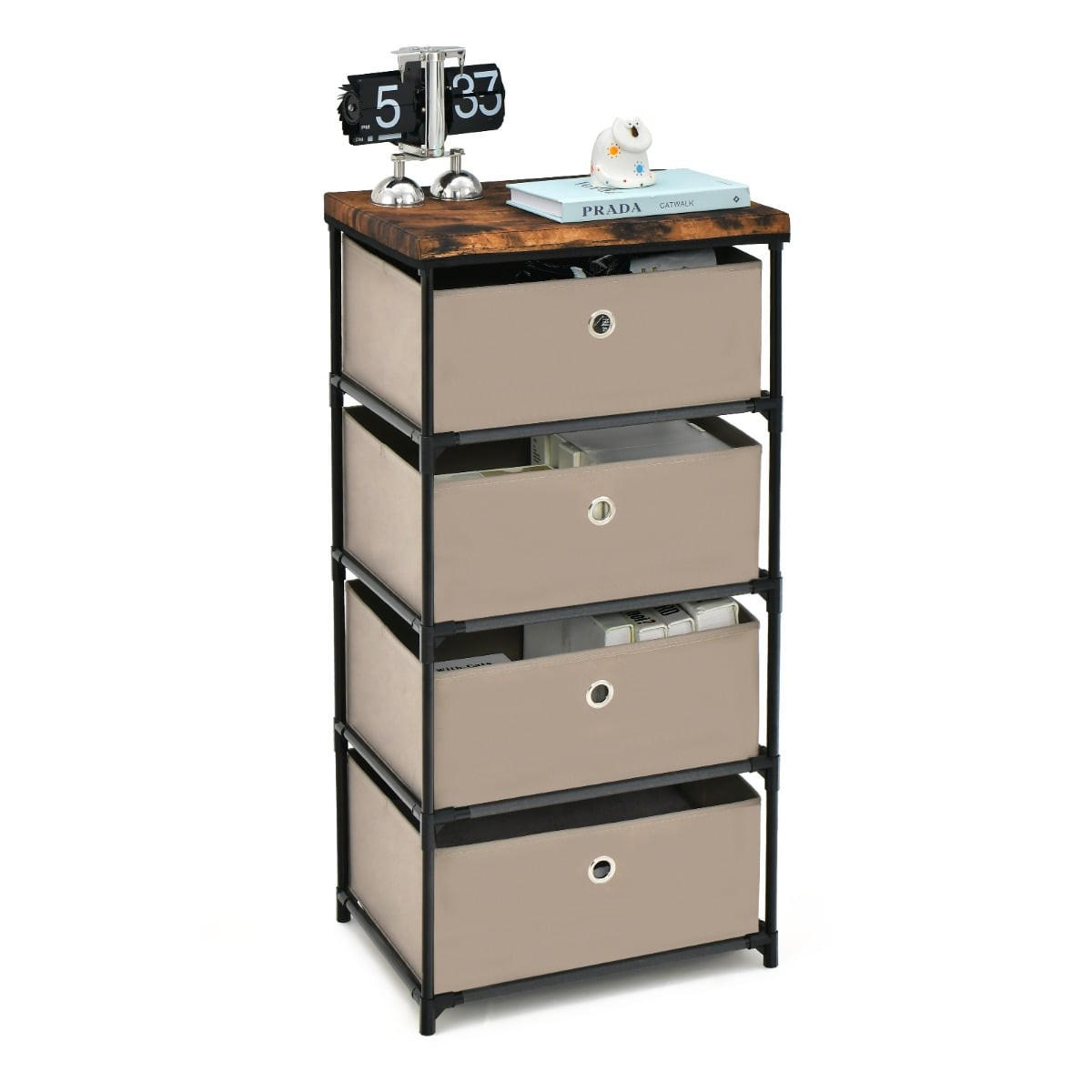 NACHTTISCH Stoffkommode 4 Schubladen 42 x 33,5 x 84,5 cm, Braun - Braun, Textil (42/84.5/33.5cm) - DESIGN IN