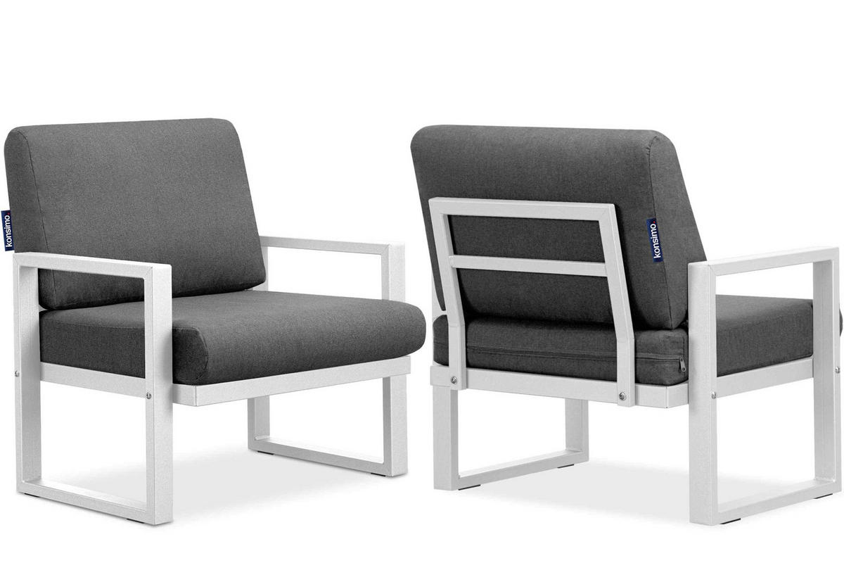 TERRASSENMÖBEL FRENA im Loft-Stil, weiß - Weiß/Grau, Metall - KONSIMO®
