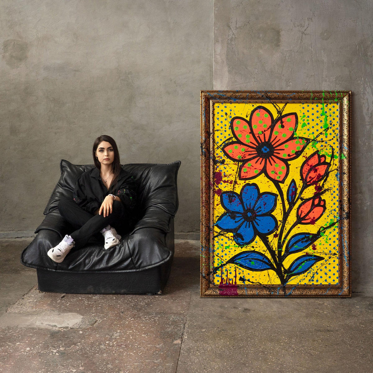 GEMÄLDE Blütenrausch Schattenfugenrahmen Gold 120x80 cm - Goldfarben, Holz (120/80cm) - YS-art gallery
