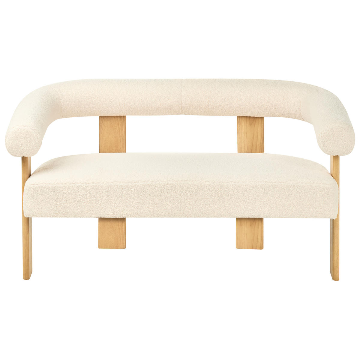 POHOVKA 2-místná Bouclé Krémově bílá/Světle hnědá Ilbro - krémová, textil (138/76/68cm) - Beliani