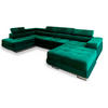 WOHNLANDSCHAFT CASONE L-S Grün Velours-Stoff mit Schlaffunktion - Grün, Holz (345/90/202cm) - MASSENO