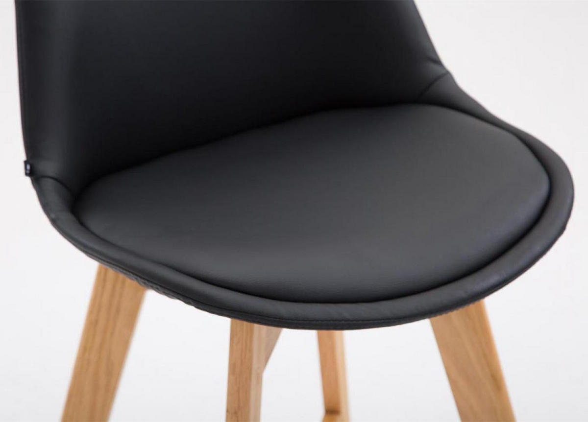 BARHOCKER 2er Set Lederlook schwarz - Eukalyptusholzfarben/Schwarz, Holz/Textil (48/112/56cm) - CLP