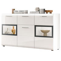 SIDEBOARD weiß Hochglanz 125 x 81 cm, Kommode mit viel Stauraum - Weiß Hochglanz/Silberfarben, Holzwerkstoff/Kunststoff (125/81/37cm) - Inn.Furn