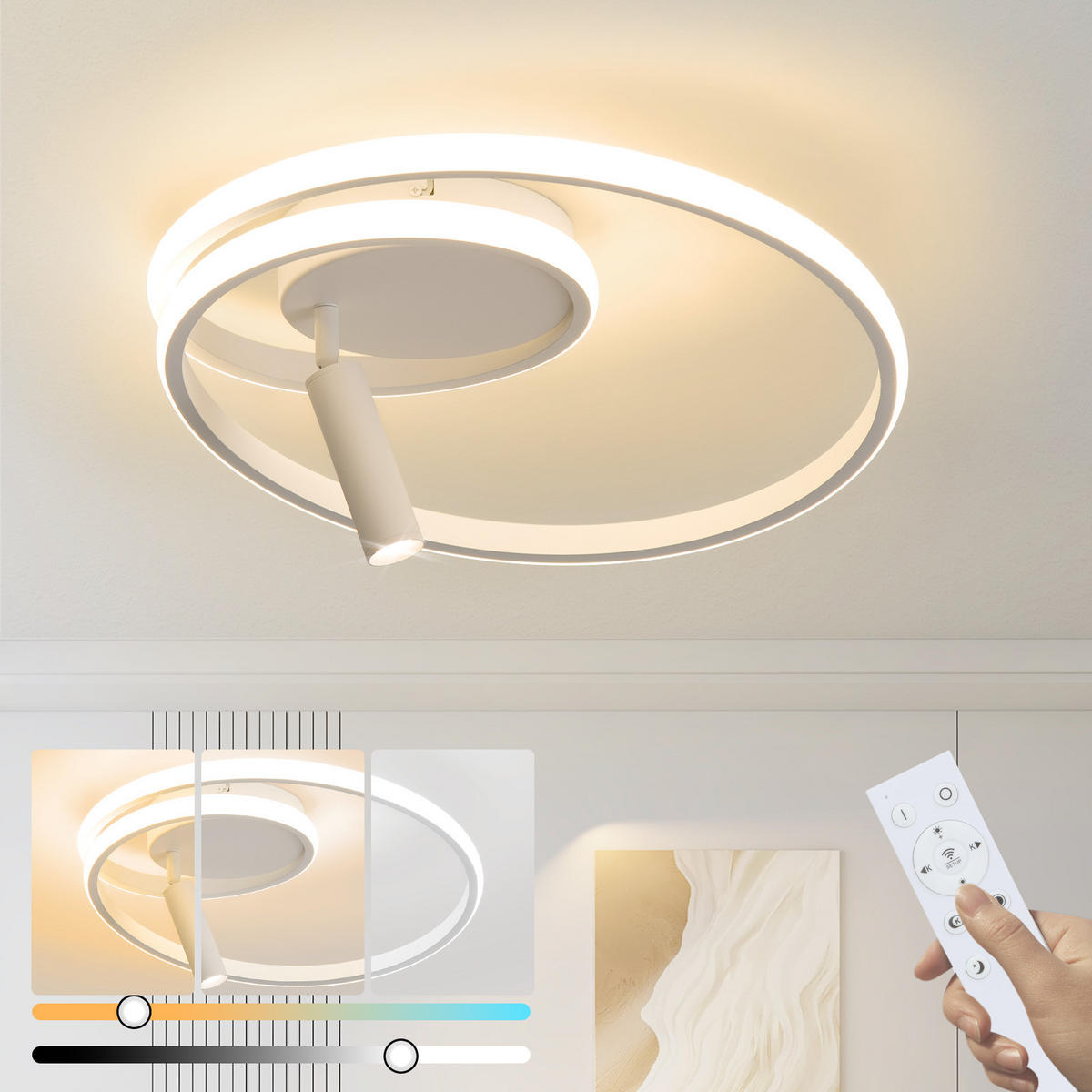 LED-DECKENLEUCHTE Drexel 40/40/12.5 cm - Weiß, Metall (40/40/12.5cm) - ZMH