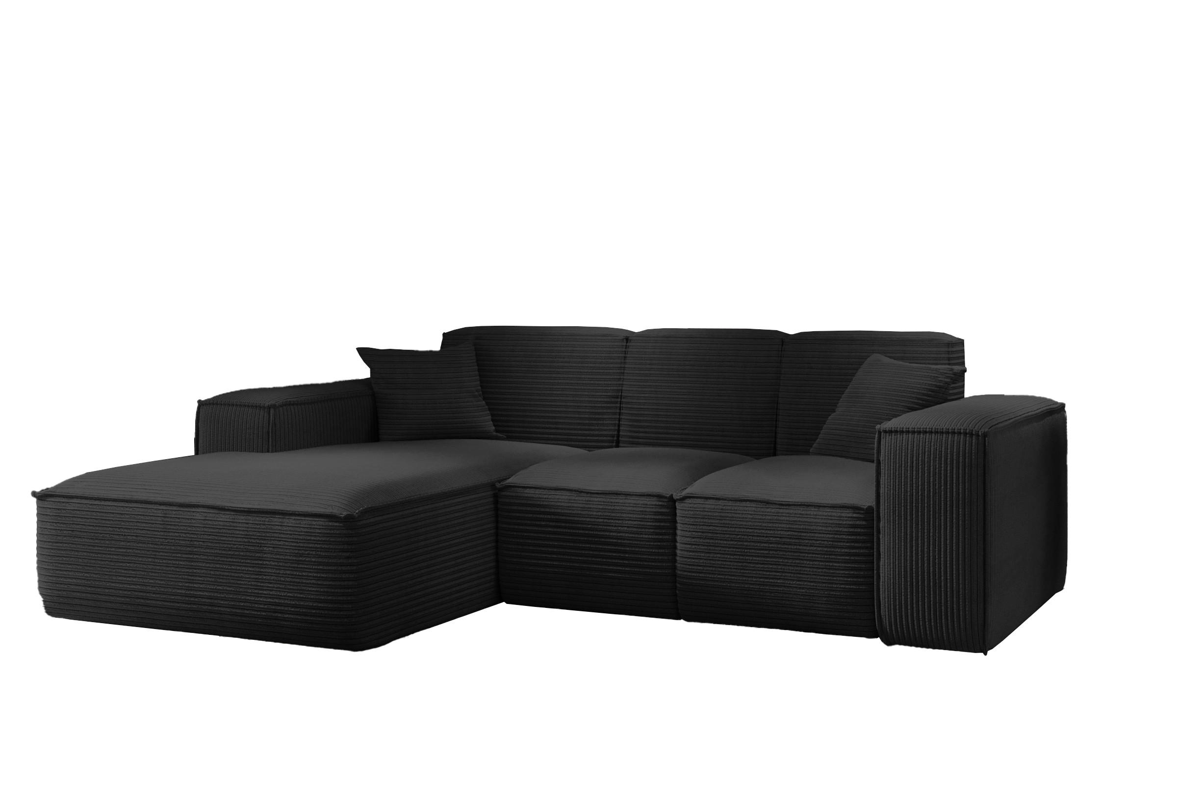 ECKSOFA L-Form Wohnzimmer SIENA Stoff Poso Schwarz Links - Schwarz, Holz/Textil (165/266cm) - Kaiser Möbel