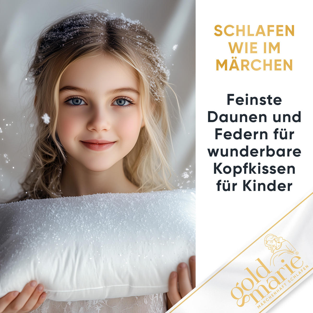 KINDERKISSEN MARIE Entendaunen weich - Weiß, Naturmaterialien (40/80cm) - Goldmarie 