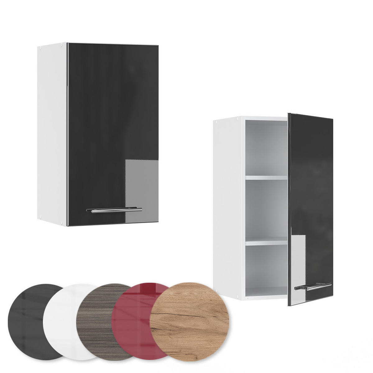 HÄNGESCHRANK Fame-Line Anthrazit Hochglanz 40 cm - Schwarz Hochglanz/Weiß, Holzwerkstoff (40/72/34.1cm) - Vicco