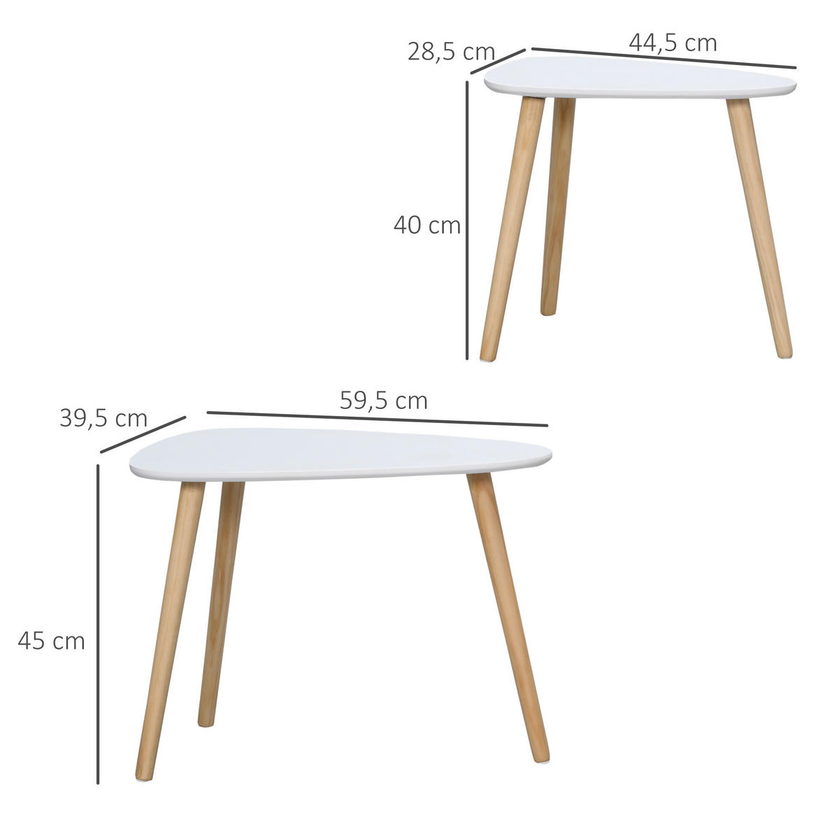 BEISTELLTISCH Weiß 2 Stück - Weiß, Kunststoff (59.5/39.5/45cm) - GiPP