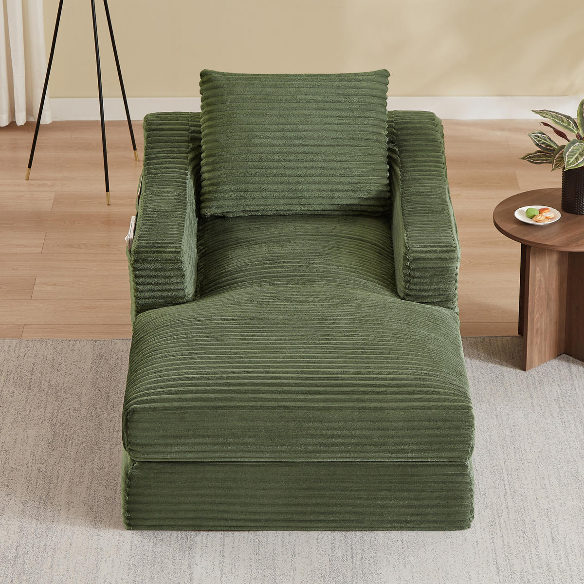 LOUNGESESSEL aus Schaumstoff Grün mit Doppelschicht-Design und ausziehbarer Liegefunktion - Grün, Kunststoff (100/68/162cm) - Modfu