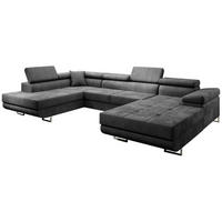 WOHNLANDSCHAFT Vild mit verstellbaren Kopfstützen, Grau, links - Chromfarben/Grau, Textil (350/90/205cm) - Beautysofa