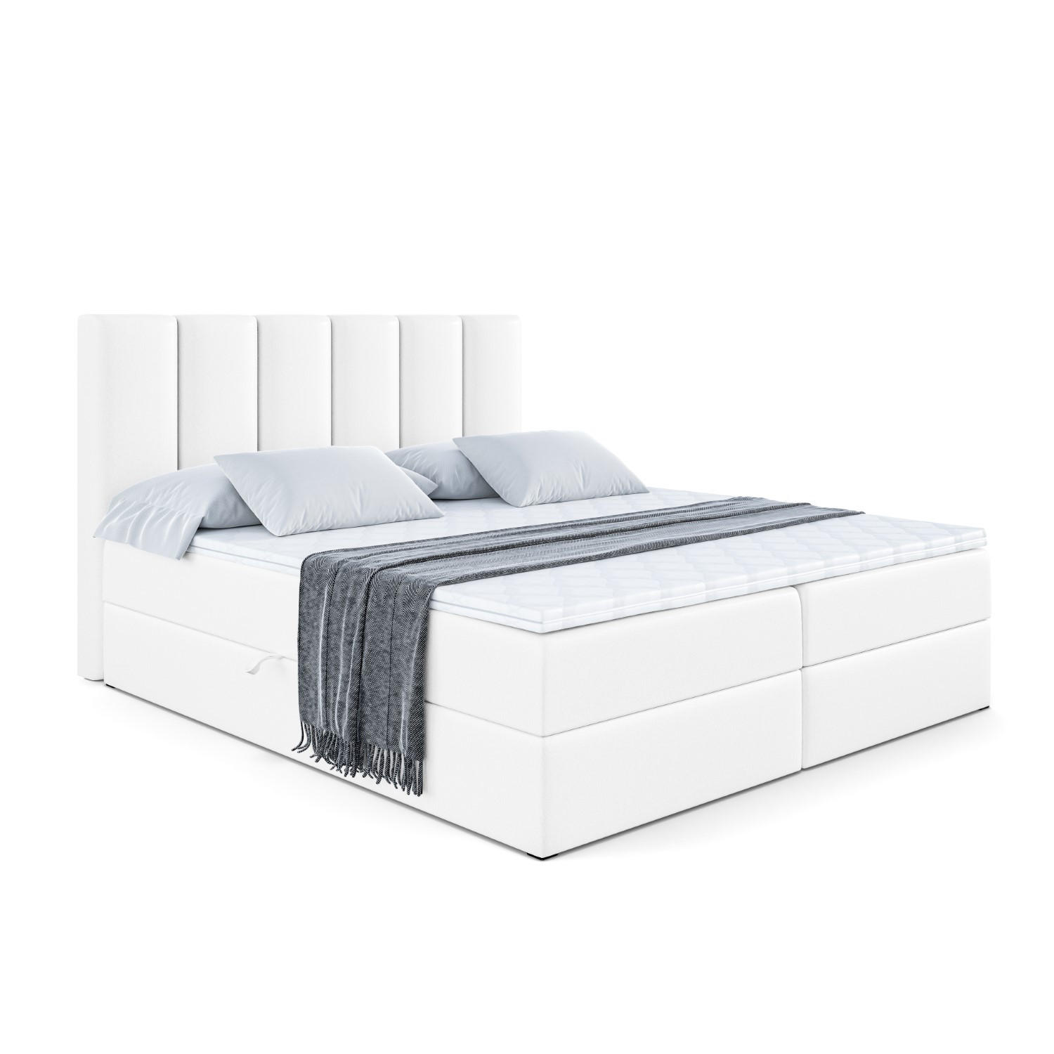 BOXBETT mit Matratze H3 und Lattenrost - BOXI1 - 140x200 cm Weiß Hochglanz - Weiß Hochglanz, Holzwerkstoff (140/200cm) - ALTDECOR