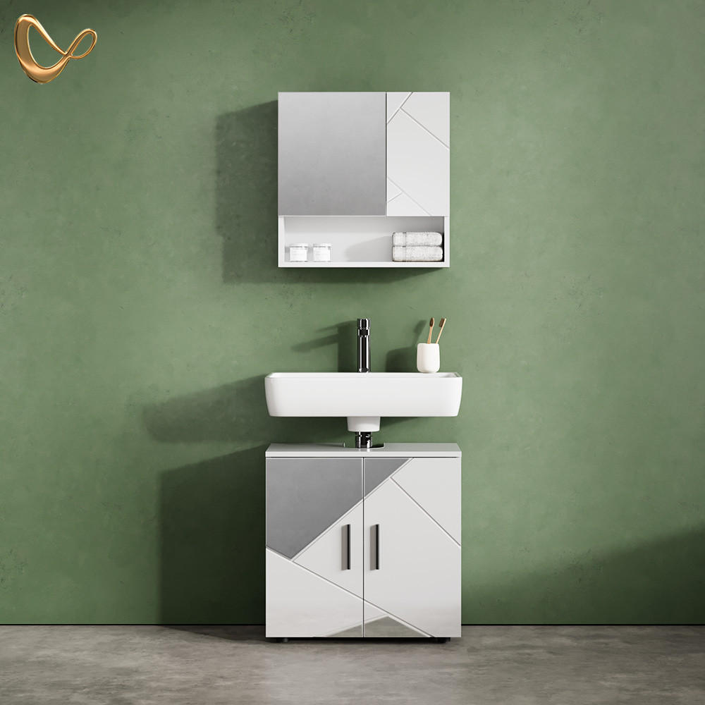 BADMÖBEL-SET Ronco Weiß Hochglanz mit Einsätzen 2 Teile, Unterschrank 60 cm - Weiß Hochglanz, Holzwerkstoff (60/60/59cm) - Livinity®