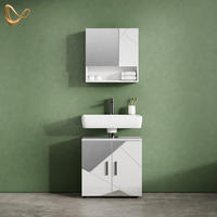 BADMÖBEL-SET Ronco Weiß Hochglanz mit Einsätzen 2 Teile, Unterschrank 60 cm - Weiß Hochglanz, Holzwerkstoff (60/60/59cm) - Livinity®