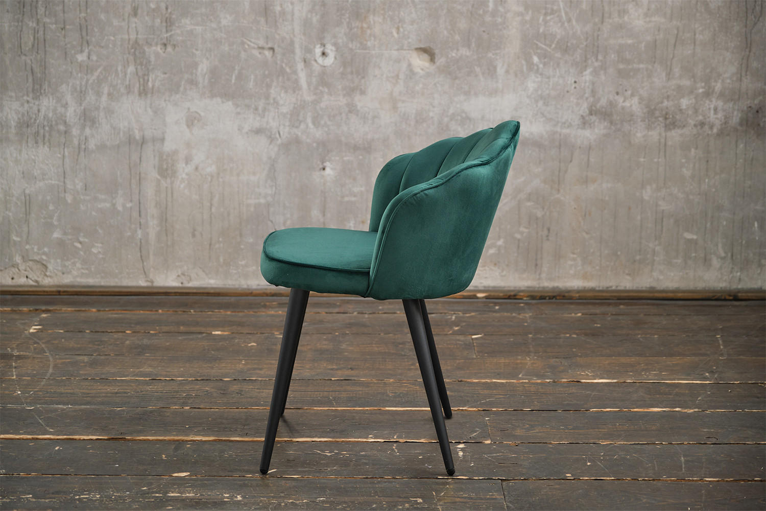 ESSZIMMERSTUHL SALLY Grün Velvet - Schwarz/Grün, Textil (55/76/57cm) - KAWOLA