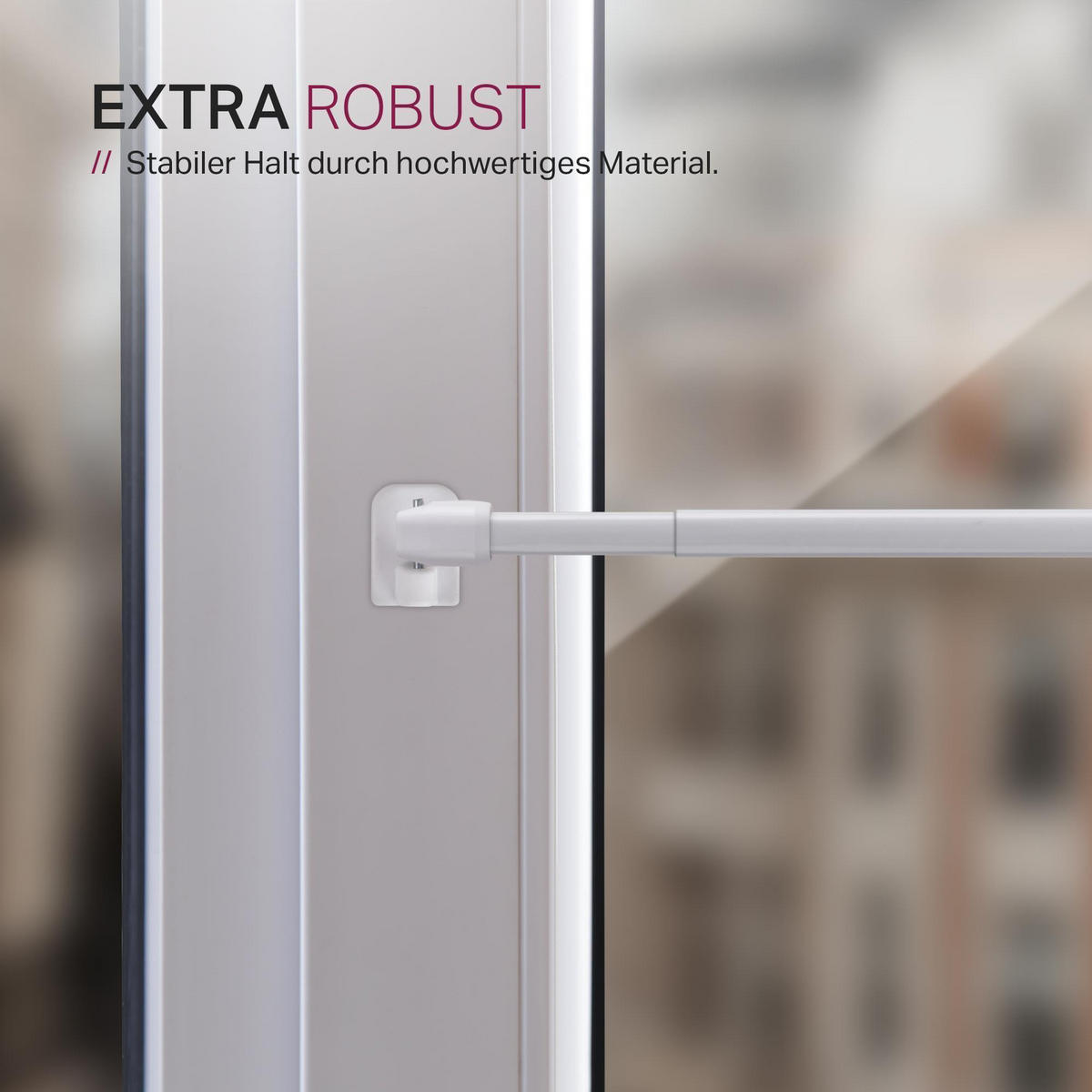 GARDINENSTANGE 2er-Pack Perlweiß 80-120 cm + 4 Klemmträger - Weiß, Metall (1/80cm)