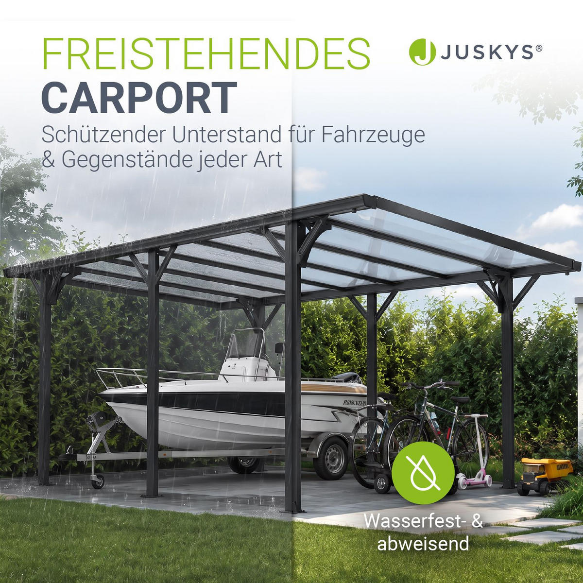 CARPORT mit Flachdach 5x3 m dunkelgrau - Dunkelgrau, Metall (305/230/503cm) - Juskys