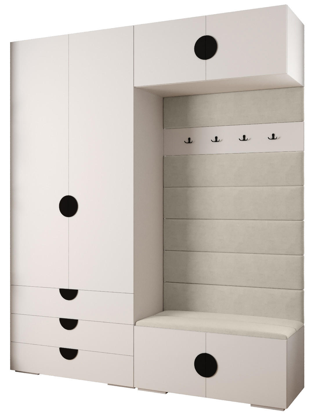 GARDEROBEN-SET 236,7/200/47 - Schwarz/Weiß, Holz/Kunststoff (200/236.7/47cm) - Abiks Möbel