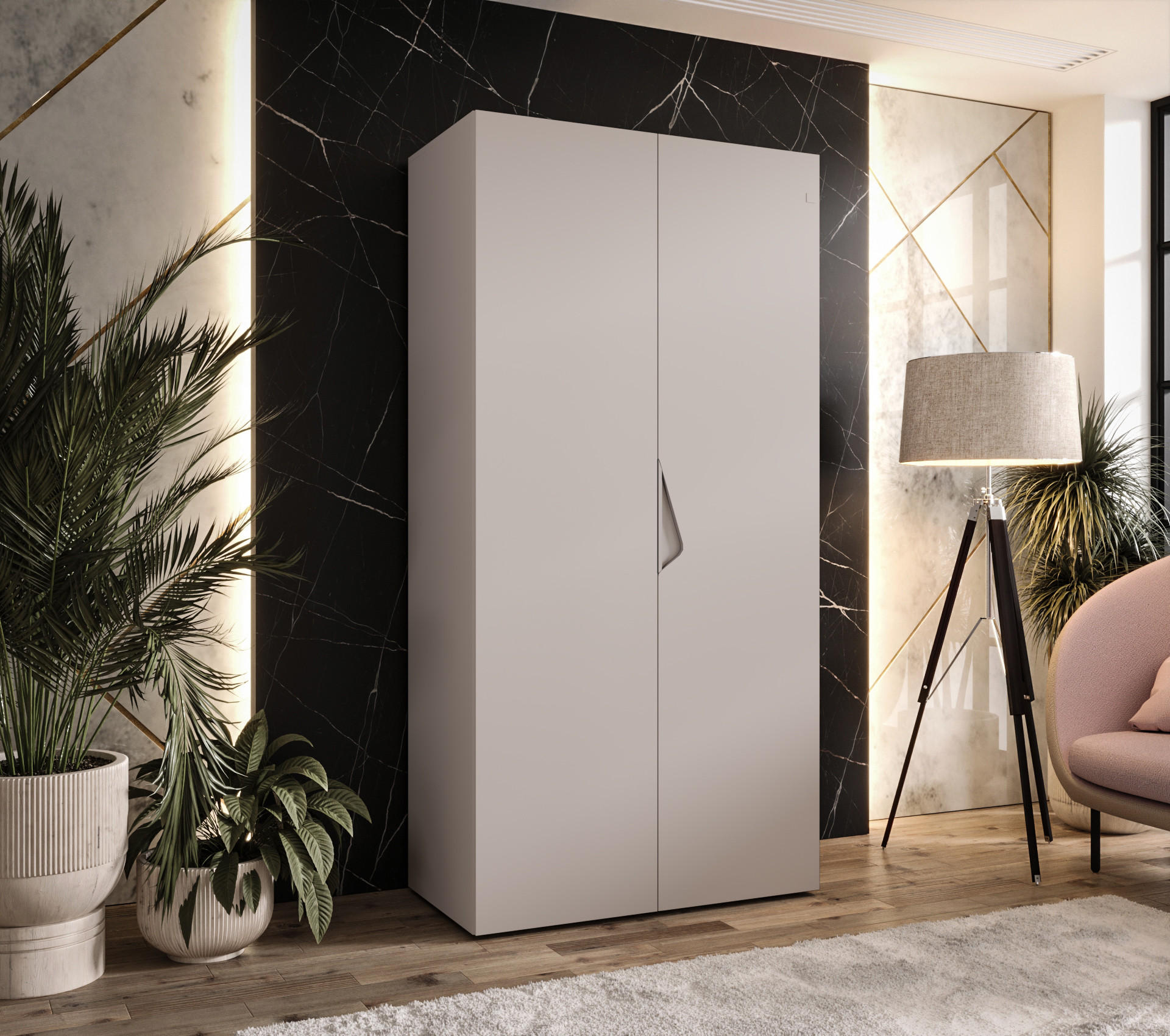 DREHTÜRENSCHRANK 202/100/52 2-türig - Beige, Holz/Metall (100/202/52cm) - Abiks Möbel