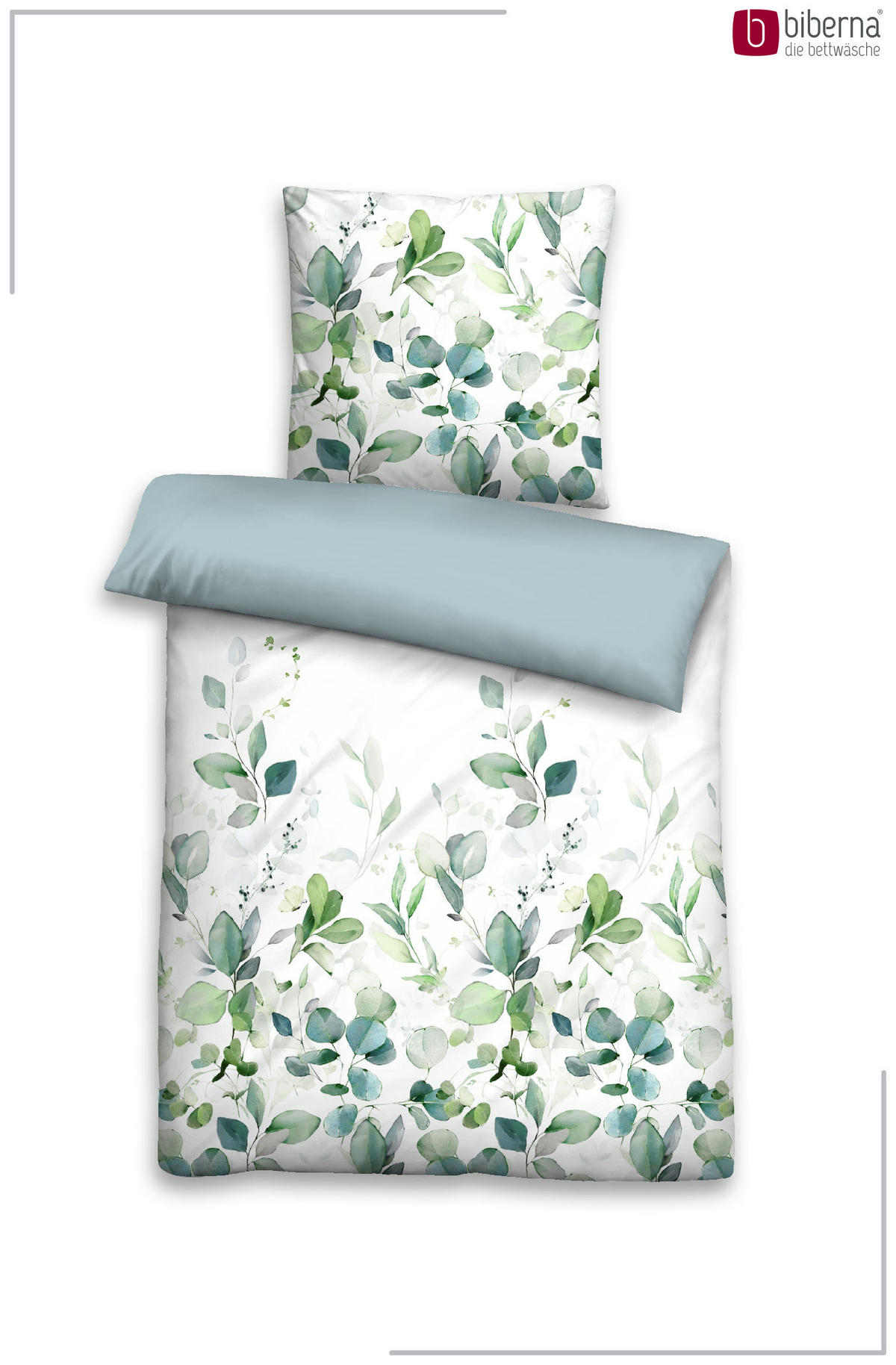 BETTWÄSCHE-GARNITUR Tencel Floral aqua, 135x200 cm + 80x80 cm - Türkis, Textil (135/200cm) - biberna