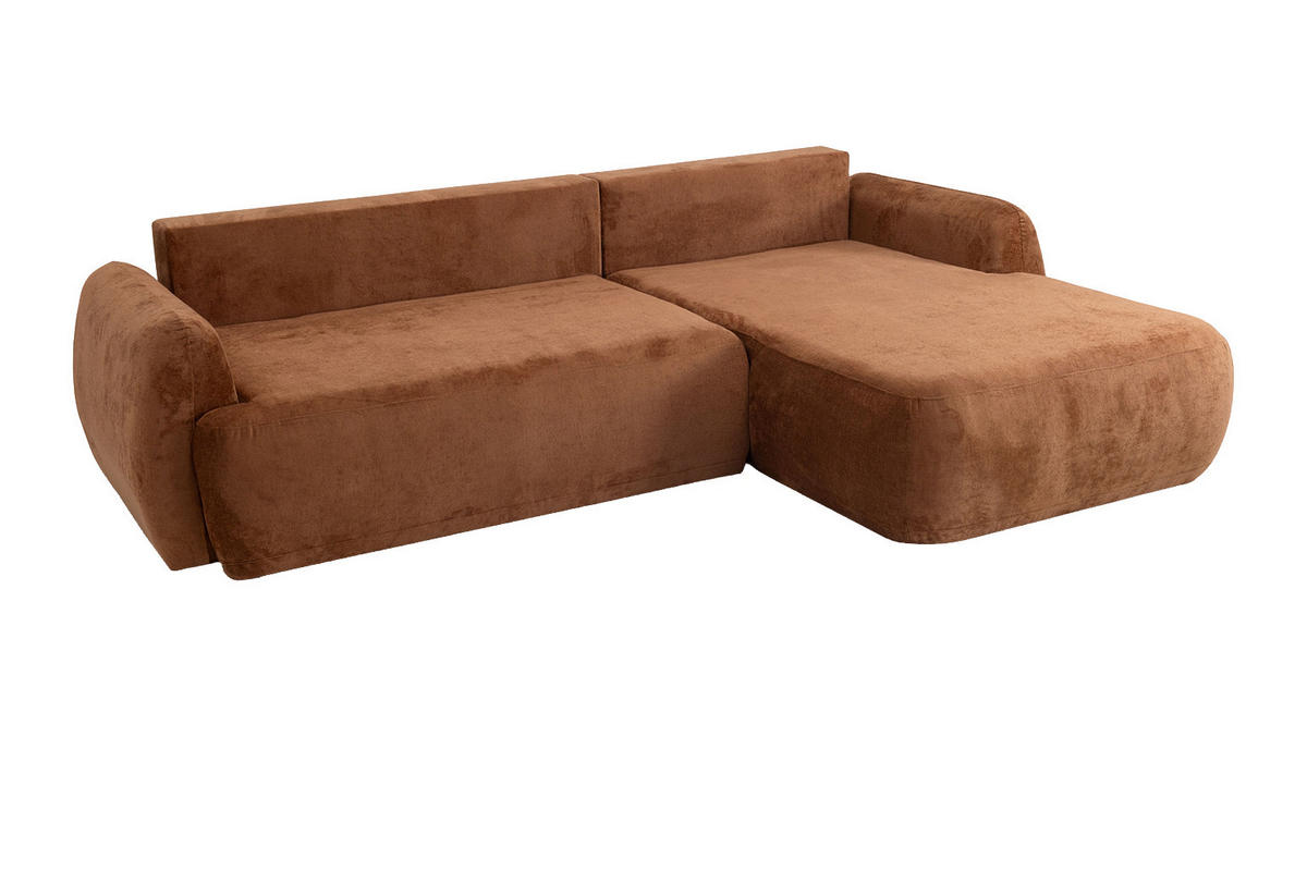 ECKSOFA Mit Schlaffunktion Und Bettkasten, Chenille-Stoff Perfecto, Kupfer, Rechts, HELA II - Kupferfarben, Holz (280/184cm) - Kaiser Möbel