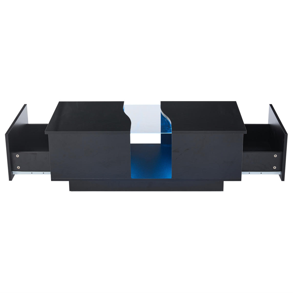 COUCHTISCH 100/50/35 cm mit LED-Beleuchtung, 2 Schubladen und Acrylplatte aus MDF, Schwarz - Schwarz, Holzwerkstoff (100/50/35cm) - Redom