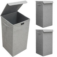 WÄSCHEKORB 3er Set 30/30/60 cm Hellgrau - Grau, Kunststoff (30/60/30cm) - Dunedesign