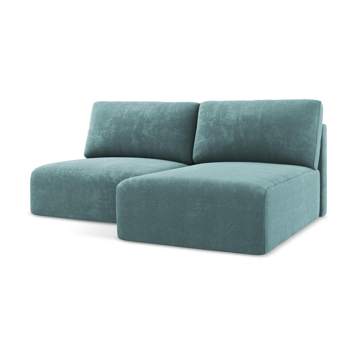 ECKSOFA mit Schlaffunktion rechts Chenille Stoff Blau - Blau/Beige, Kunststoff/Textil (210/149cm) - LaMiaSofa