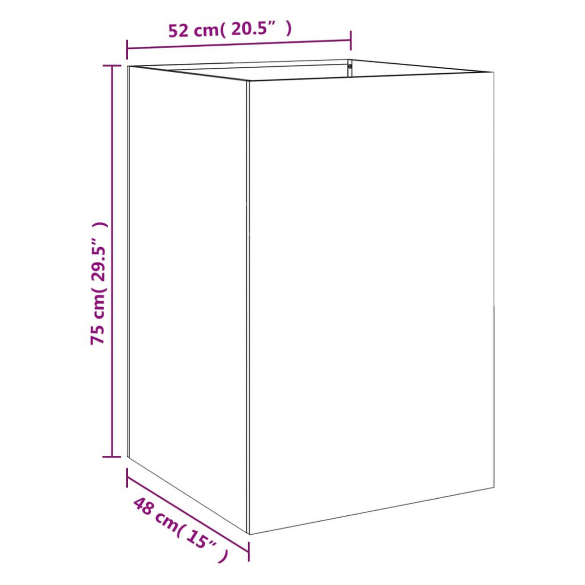 PFLANZKÜBEL Anthrazit 52/48/75 Cm Stahl - Anthrazit, Metall (52/75/48cm) - vidaXL