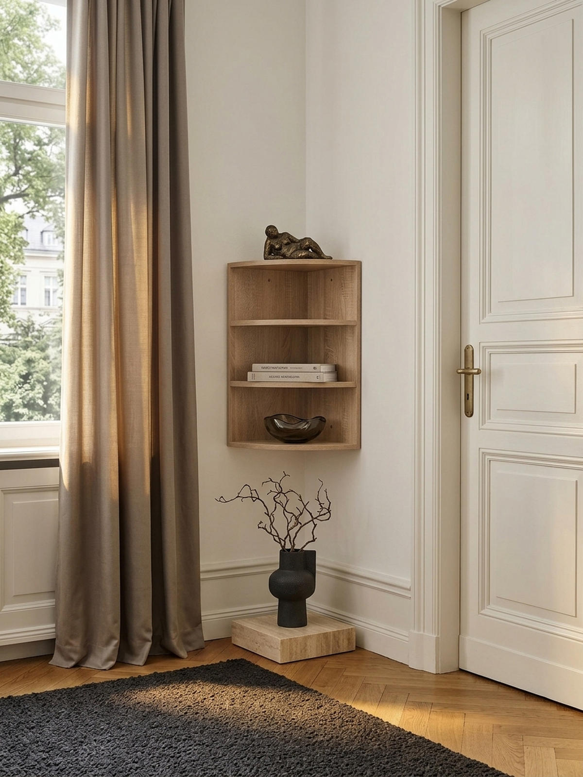 ECKREGAL NIDDA MDF Runder Front Modern, Beige 30x30x60 cm - Beige, Holz (30/60/30cm) - KADIMA DESIGN