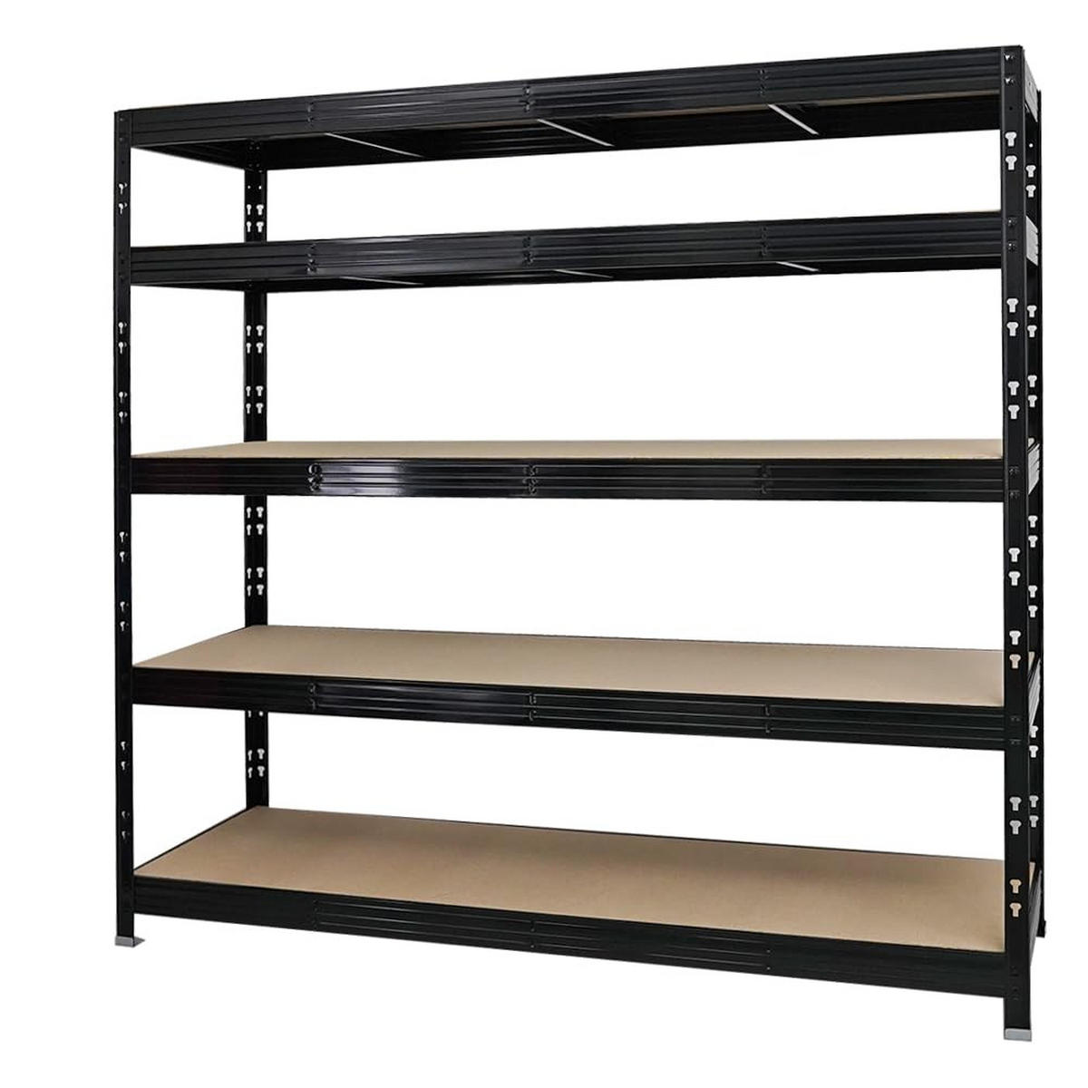 SCHWERLASTREGAL Rhino 180x200x60 cm 5 Spanplatten-Ebenen 8mm Fachlast 500 kg Schwarz - Schwarz, Metall (200/180/60cm) - PROREGAL