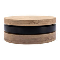 COUCHTISCH rund - drehbar - 1 Ablagefach - MDF - Schwarz & Holzfarben hell - JANITA - Schwarz, Holz (80/80/32.5cm) - Vente-Unique