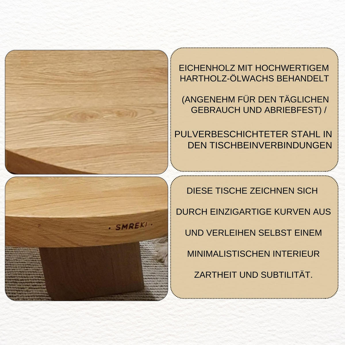 COUCHTISCH Eichenholz vollmassiv rund Naturbelassenen 60/60/45 - Naturfarben, Holz (60/60/45cm)