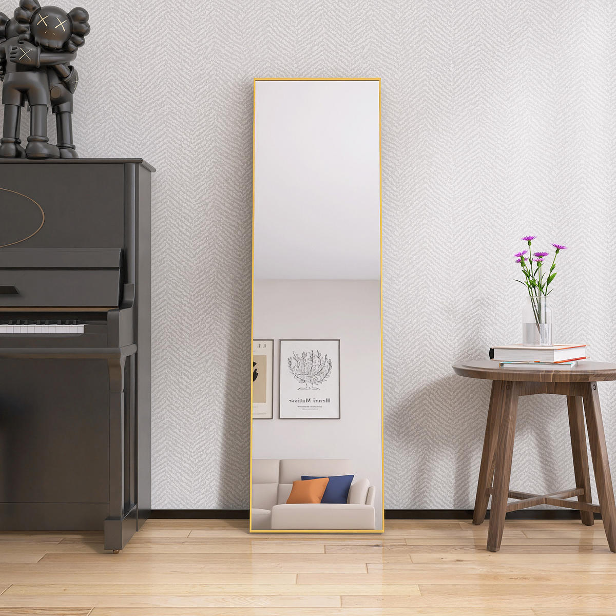 STANDSPIEGEL 140x40 cm,Ganzkörperspiegel mit Metallrahmen, Gold - Goldfarben, Metall (4/159/53cm) - PARAFTA HOME