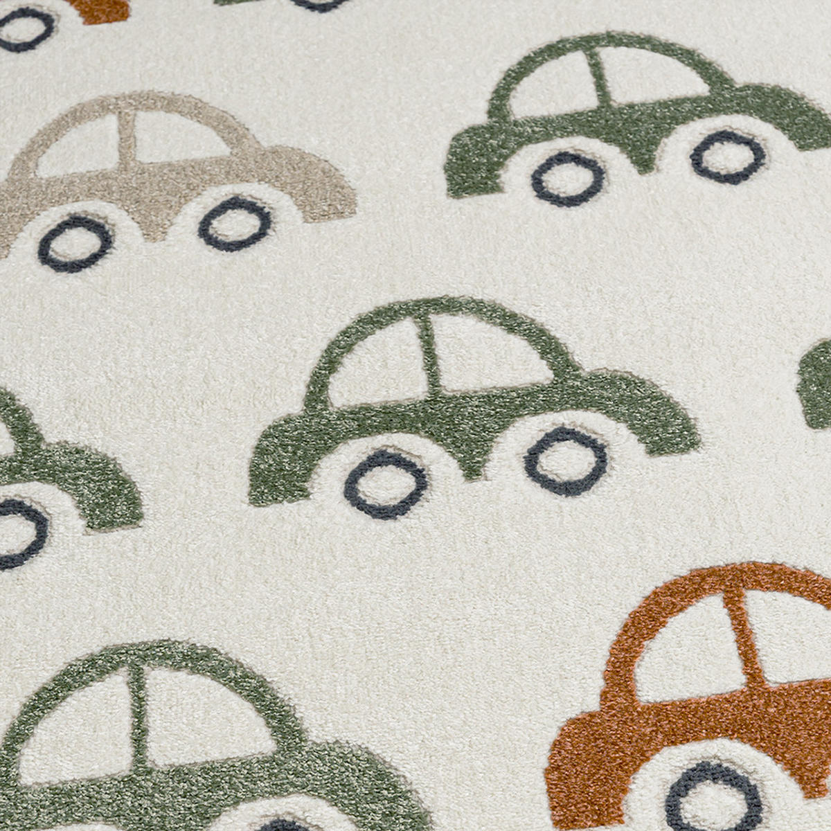 KINDERTEPPICH Alora Coches Mazovia 160x230cm Creme Grün Autos Kurzflor - Grün, Textil (160/230cm) - Mazovia