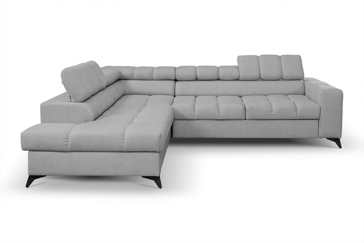 ECKSOFA Andrea L-Form mit verstellbaren Kopfstützen Schlaffunktion Bettkasten 267 cm links hellgrau - Hellgrau, Kunststoff (106/267cm) - Margaret Hadas24