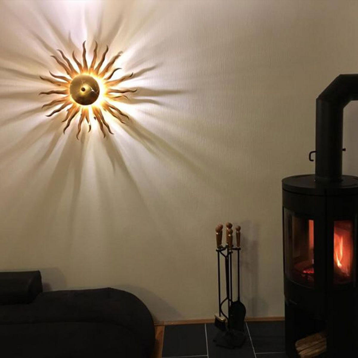 WAND-/DECKENLAMPE Diator XL handgeschmiedete Sonne Rost- & Goldfarben - Goldfarben, Metall (65/65/15cm) - s.luce