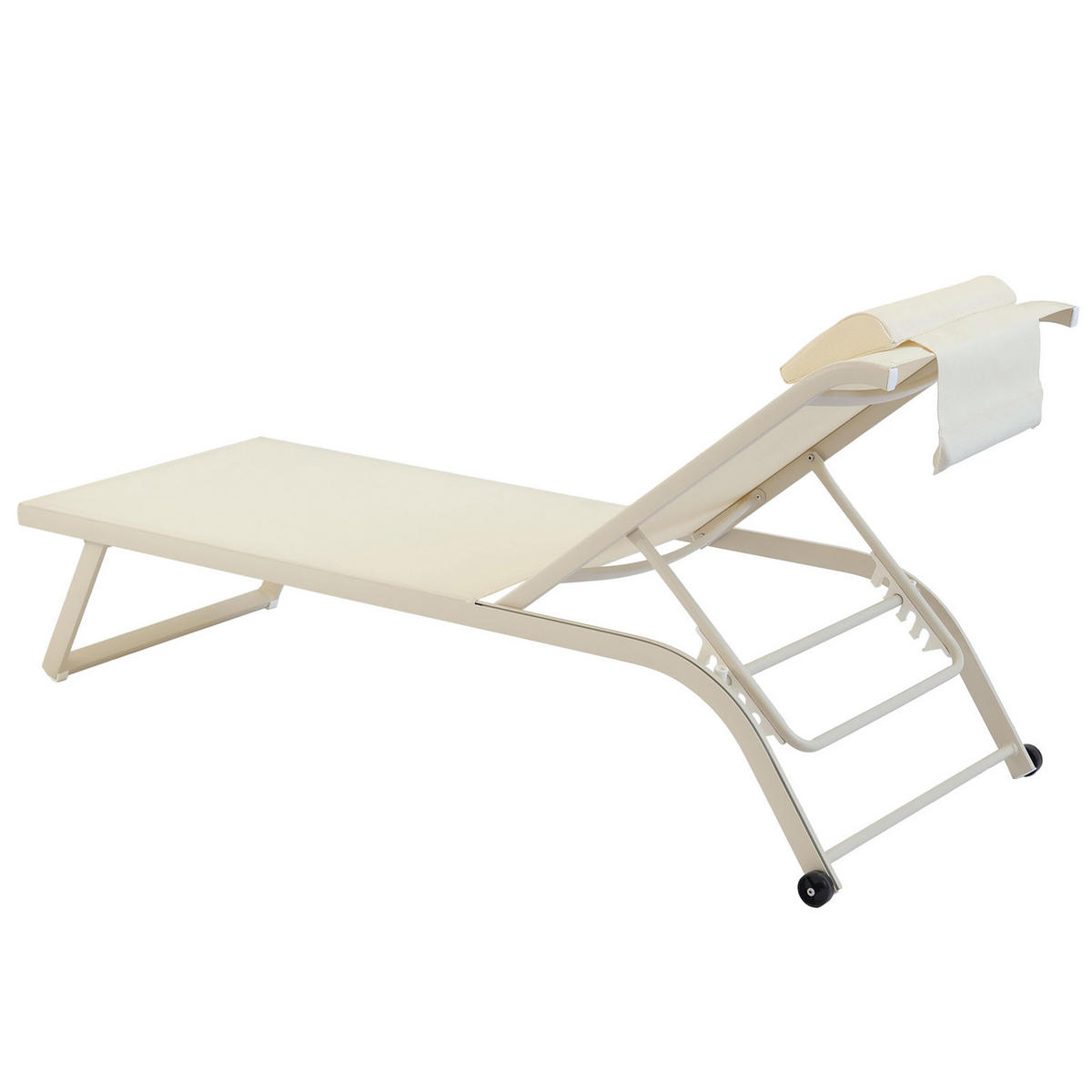 SONNENLIEGE 2-tlg., Weiß - Weiß, Textil (70/69/182cm) - Oviala