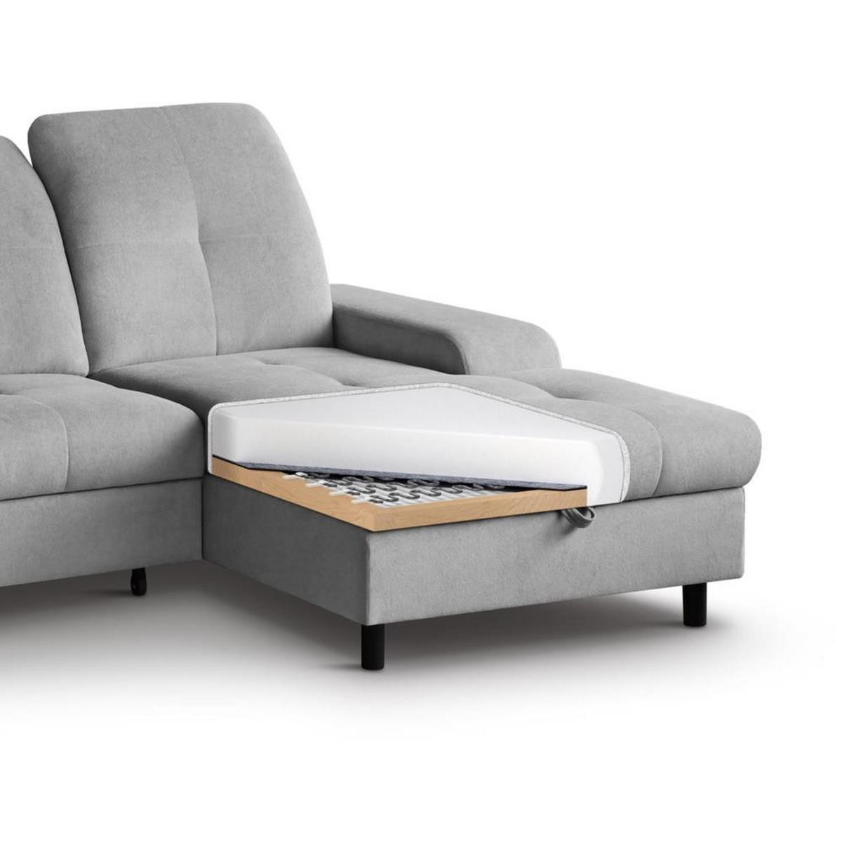 ECKSCHLAFSOFA Leon L Grün - Schwarz/Grün, Kunststoff/Textil (255/120cm) - Beautysofa