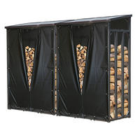 KAMINHOLZREGAL Außen 2 Stück 130x70x185 cm Metall Anthrazit mit Wetterschutz 3,2 m³ / 5 SRM - Anthrazit/Schwarz, Metall (130/185/70cm) - QUICK STAR