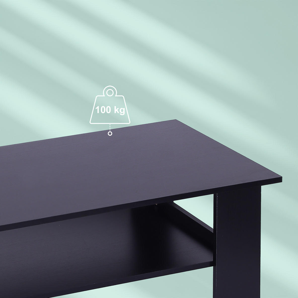 COUCHTISCH - Schwarz, Holzwerkstoff (50/100/43.5cm) - Relaxdays