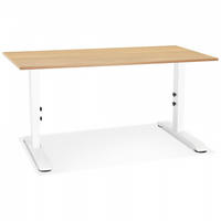 SCHREIBTISCH Beige 140x80x67(86) cm - Beige/Weiß, Holz/Metall (70/140/86.2cm) - AlterEgo
