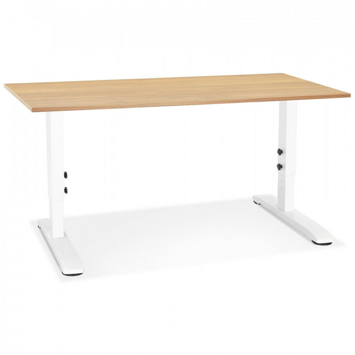 SCHREIBTISCH Beige 140x80x67(86) cm - Beige/Weiß, Holz/Metall (70/140/86.2cm) - AlterEgo