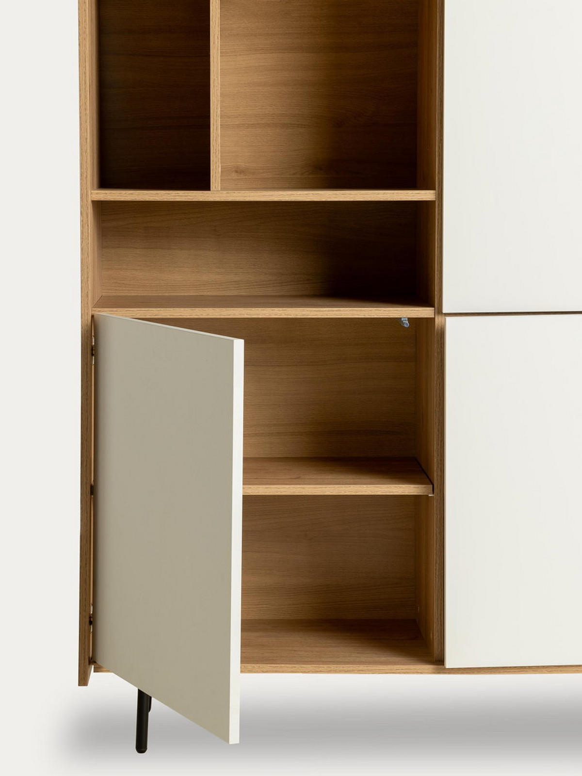 HIGHBOARD Nadine Natur - Weiß 120 cm x 138 cm - Braun, Holzwerkstoff (120/138/41cm) - Kenay Home