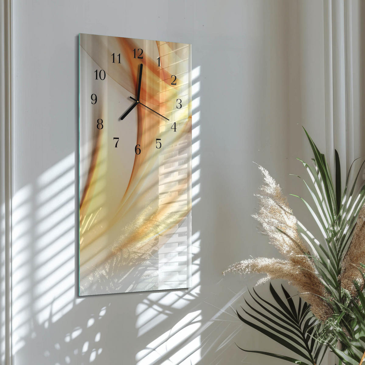 WANDUHR 60x30 cm - Orchidee - Orange, Glas (30/60/0.4cm) - TULUP