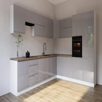 ECKKÜCHE 350 x 290 cm - Aspen K92-M350 - in Grau/Hochglanz - Grau, Holz/Holzwerkstoff (350/212/58cm)