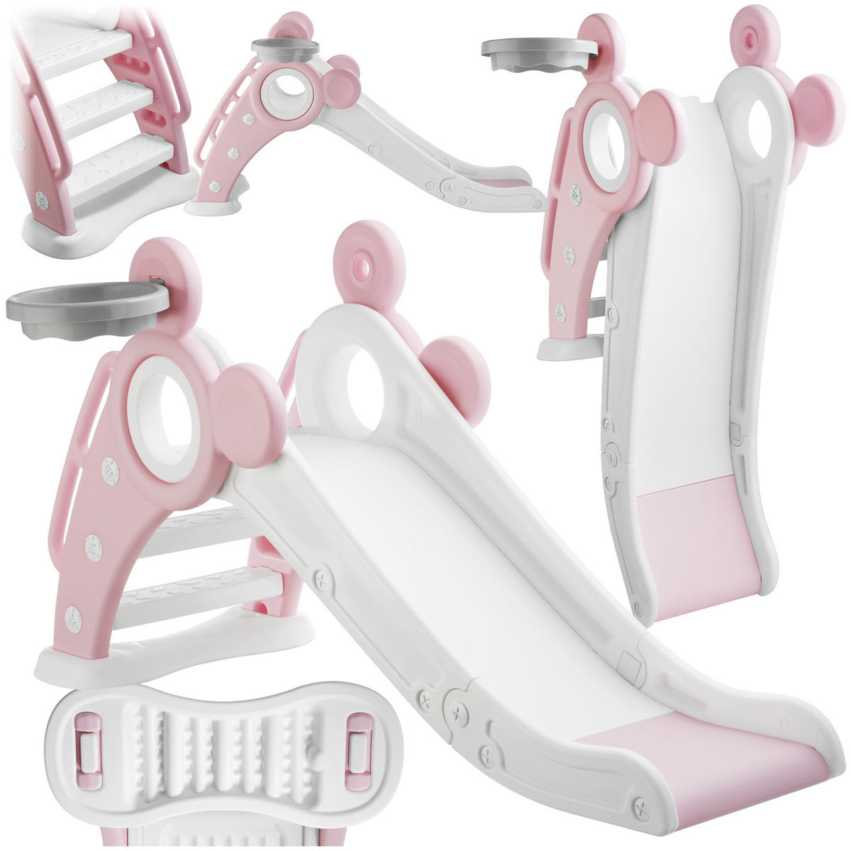 KINDERRUTSCHE Joy,Belastbarkeit 50 kg, 128 x 66,5 x 67,5 cm,pink - Pink, Kunststoff (66.5/67.5/128cm) - tectake