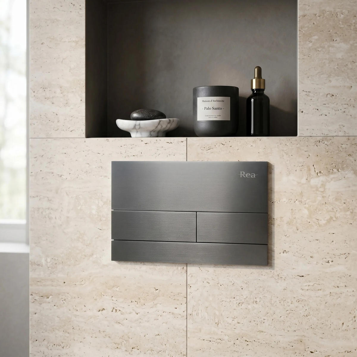 UNTERPUTZ-WC-GESTELL Set Rea Slim 024n Mit T Titan Drückerplatte - Weiß, Metall (35.2/106.2/22cm) - REA