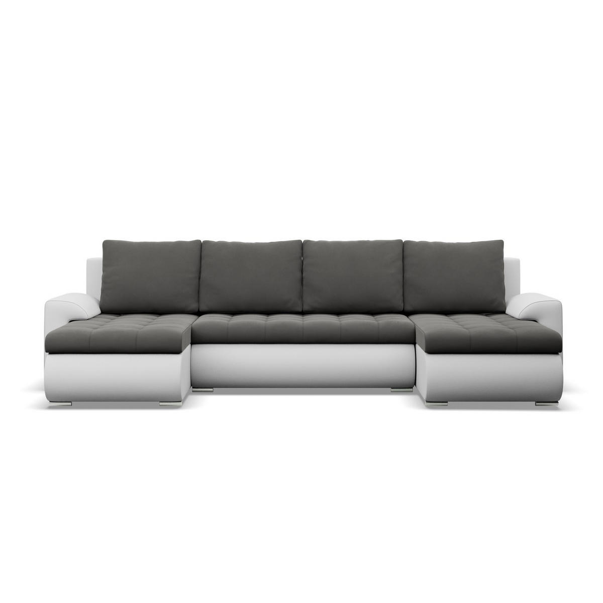 U-SOFA MIT SCHLAFFUNKTION FORESTA, Dunkelgrau + Grau - Dunkelgrau/Hellgrau, Textil (302/89/159cm)