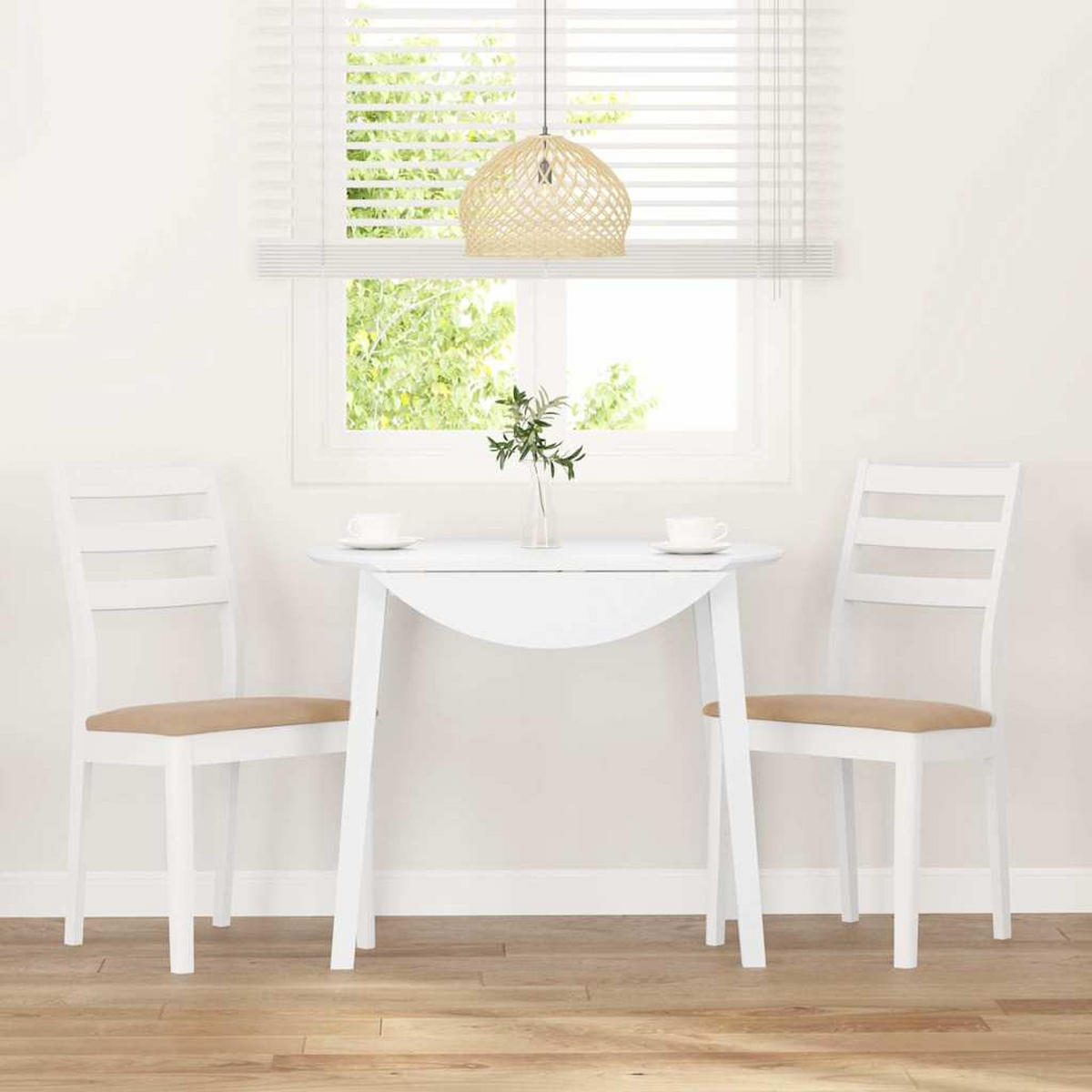 ESSZIMMERSTÜHLE mit Kissen 2 Stk. Weiß Massivholz Gummibaum 48.5*49*90cm - Weiß/Braun, Holz (48.5/90/49cm) - ZMH
