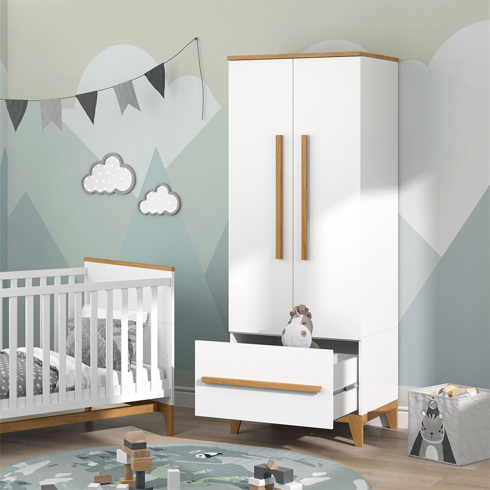 KINDERKLEIDERSCHRANK Malia Weiß 70 x 186.8 cm - Eichefarben/Weiß, Holzwerkstoff (70/186.8/53.4cm) - VitaliSpa